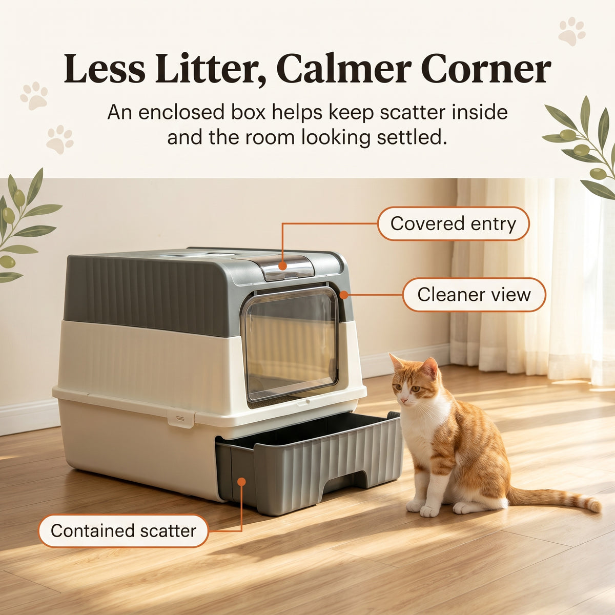 PawNovi Enclosed Drawer-Style Cat Litter Box — PawNovi