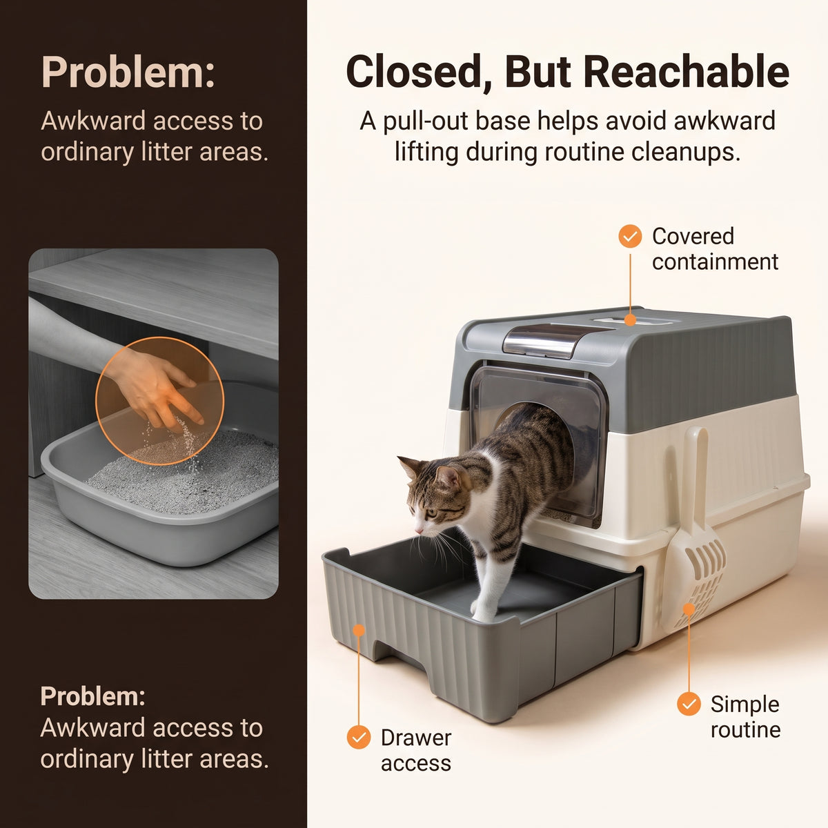 PawNovi Enclosed Drawer-Style Cat Litter Box — PawNovi