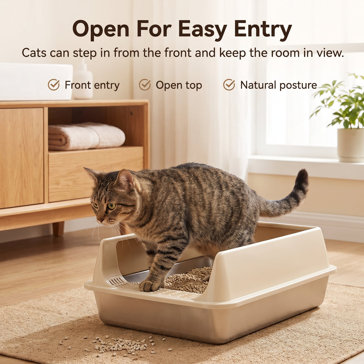 PawNovi Semi-Enclosed Stainless Steel Cat Litter Pan — PawNovi
