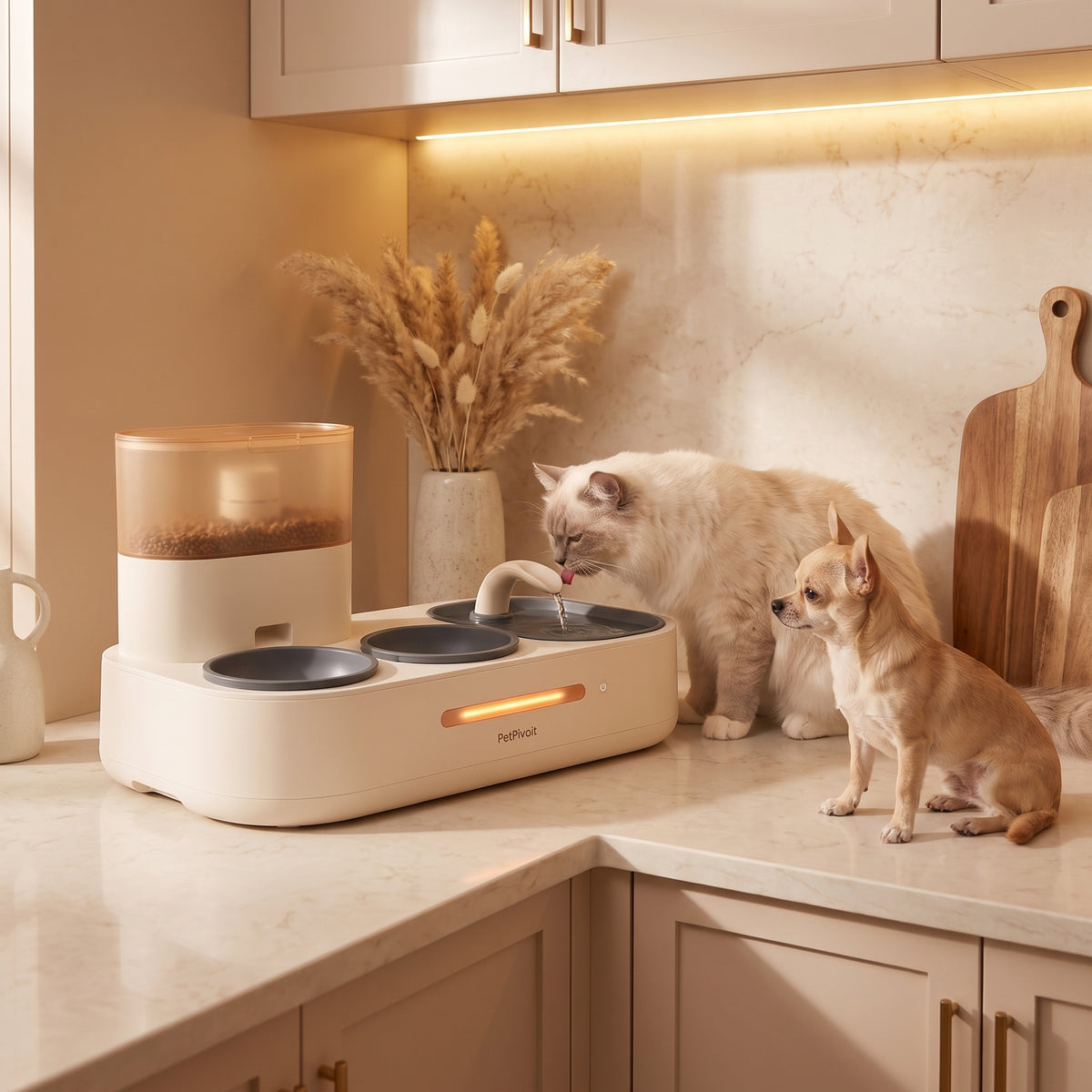 PetPivoit HydrateHub Smart Meal + Water Station — lifestyle use