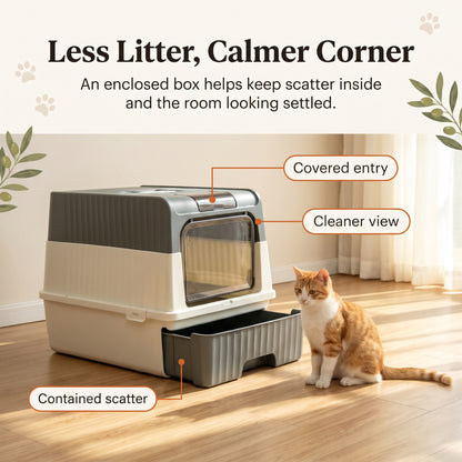 PawNovi Enclosed Drawer-Style Cat Litter Box — PawNovi