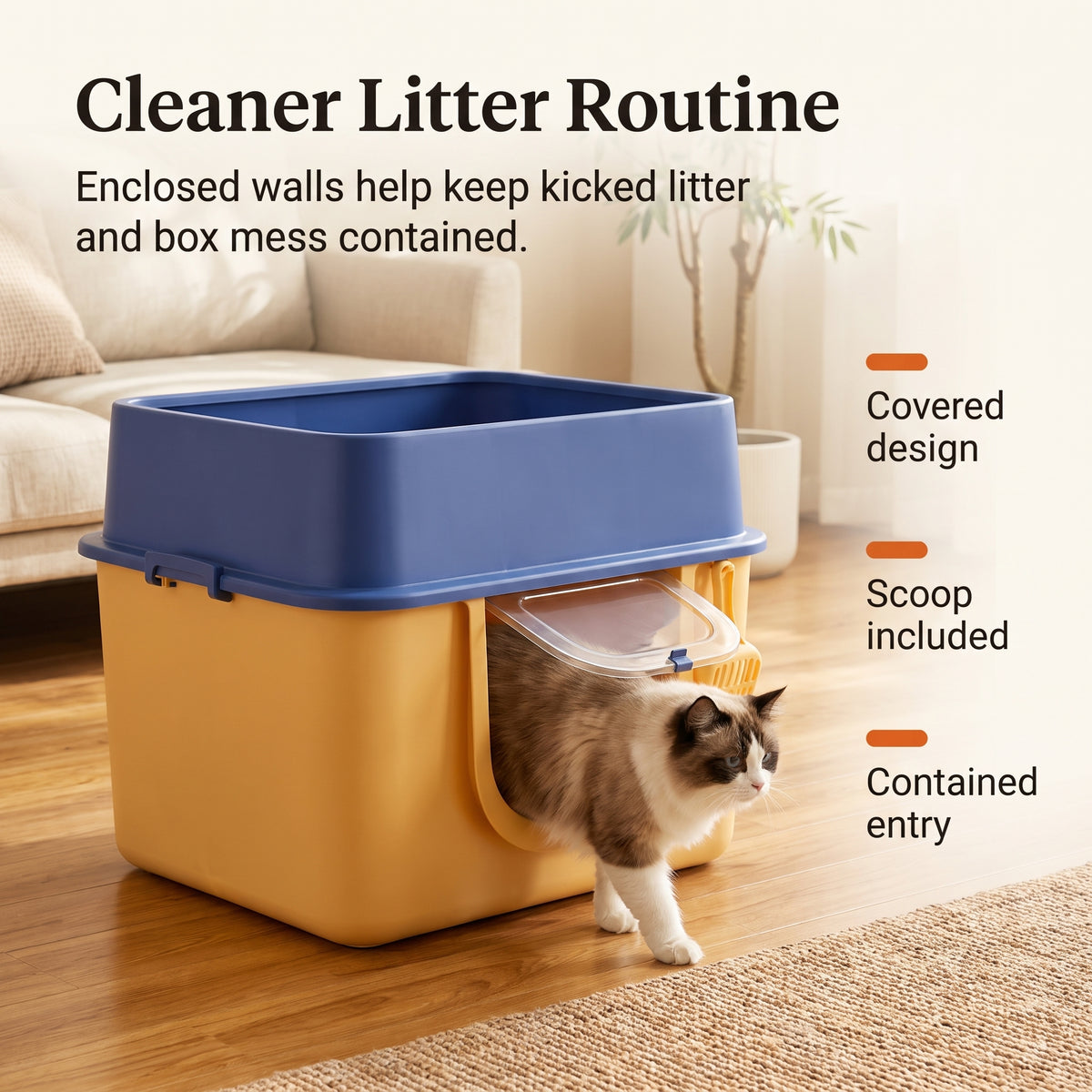 PawNovi Enclosed Cat Litter Box with Scoop — PawNovi