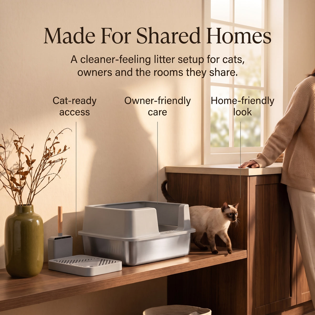 PawNovi Stainless Steel Cat Litter Box with Step Area — PawNovi