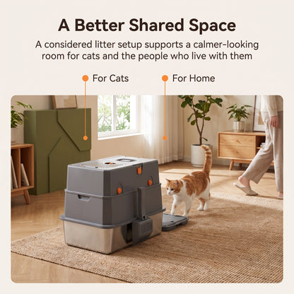 PawNovi Stainless Steel Enclosed Top-Entry Cat Litter Box — PawNovi