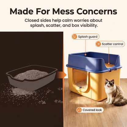 PawNovi Enclosed Cat Litter Box with Scoop — PawNovi