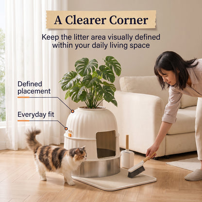 PawNovi Raised Enclosed Stainless-Steel Cat Litter Box — PawNovi