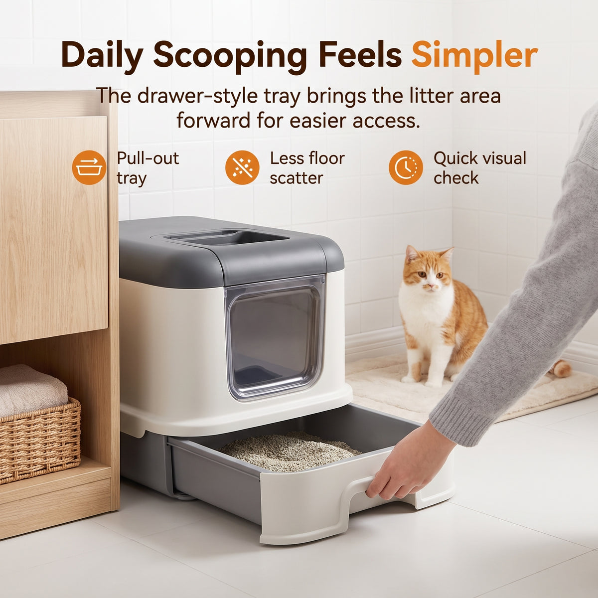 PawNovi Enclosed Drawer-Style Cat Litter Box — PawNovi