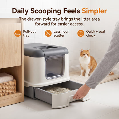 PawNovi Enclosed Drawer-Style Cat Litter Box — PawNovi