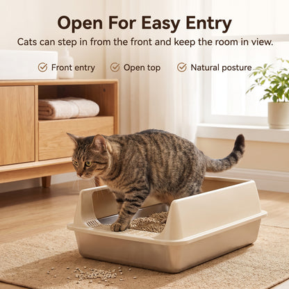 PawNovi Semi-Enclosed Stainless Steel Cat Litter Pan — PawNovi