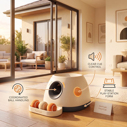PetPivoit FetchCue Indoor/Outdoor Ball Launcher — key benefits
