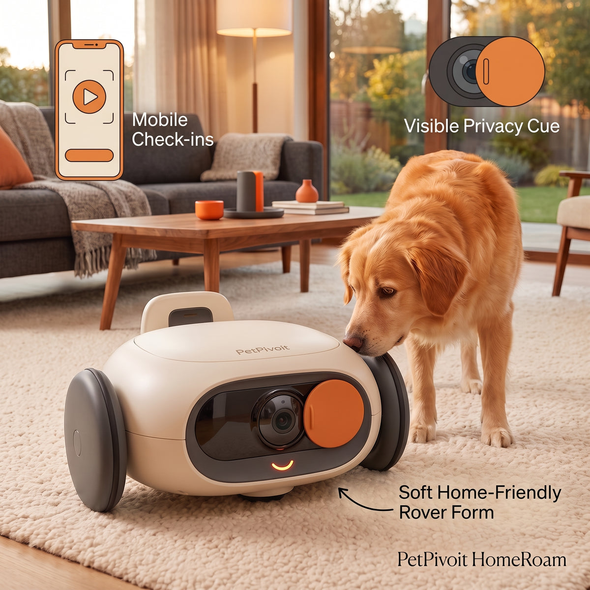 PetPivoit HomeRoam Mobile Pet Camera — key benefits
