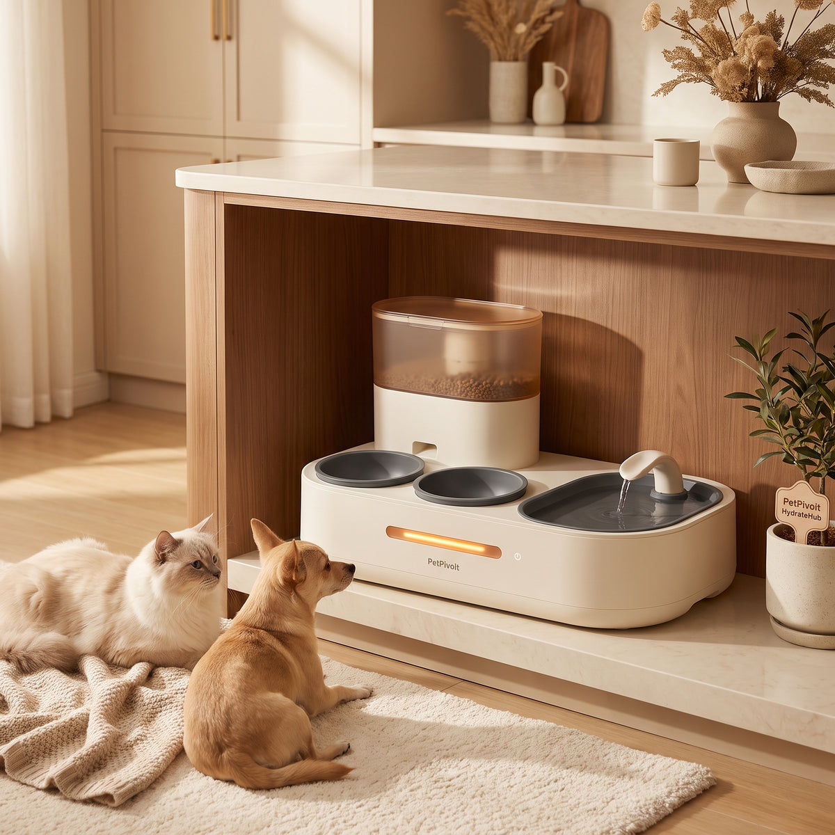 PetPivoit HydrateHub Smart Meal + Water Station — premium product hero