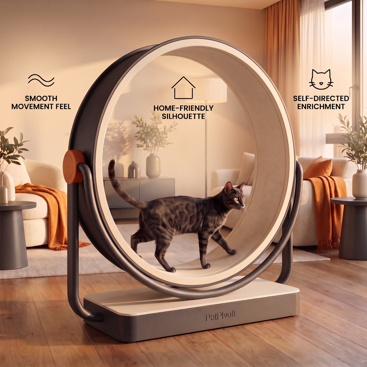 PetPivoit OrbitRun Quiet Cat Exercise Wheel — key benefits