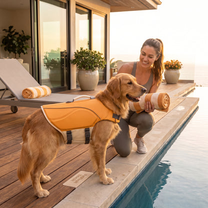 PetPivoit TideLift Dog Swim Vest — lifestyle use