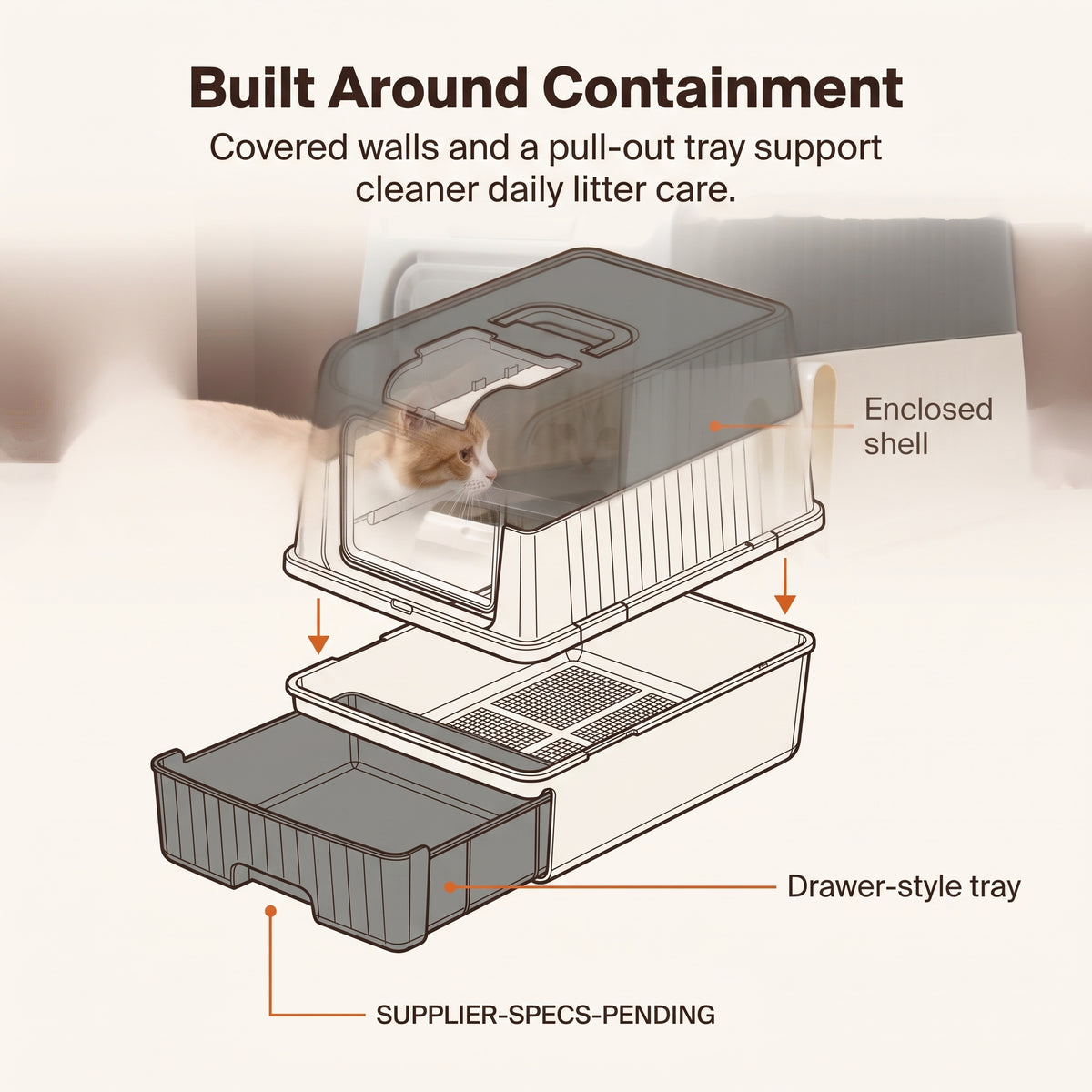 PawNovi Enclosed Drawer-Style Cat Litter Box — PawNovi